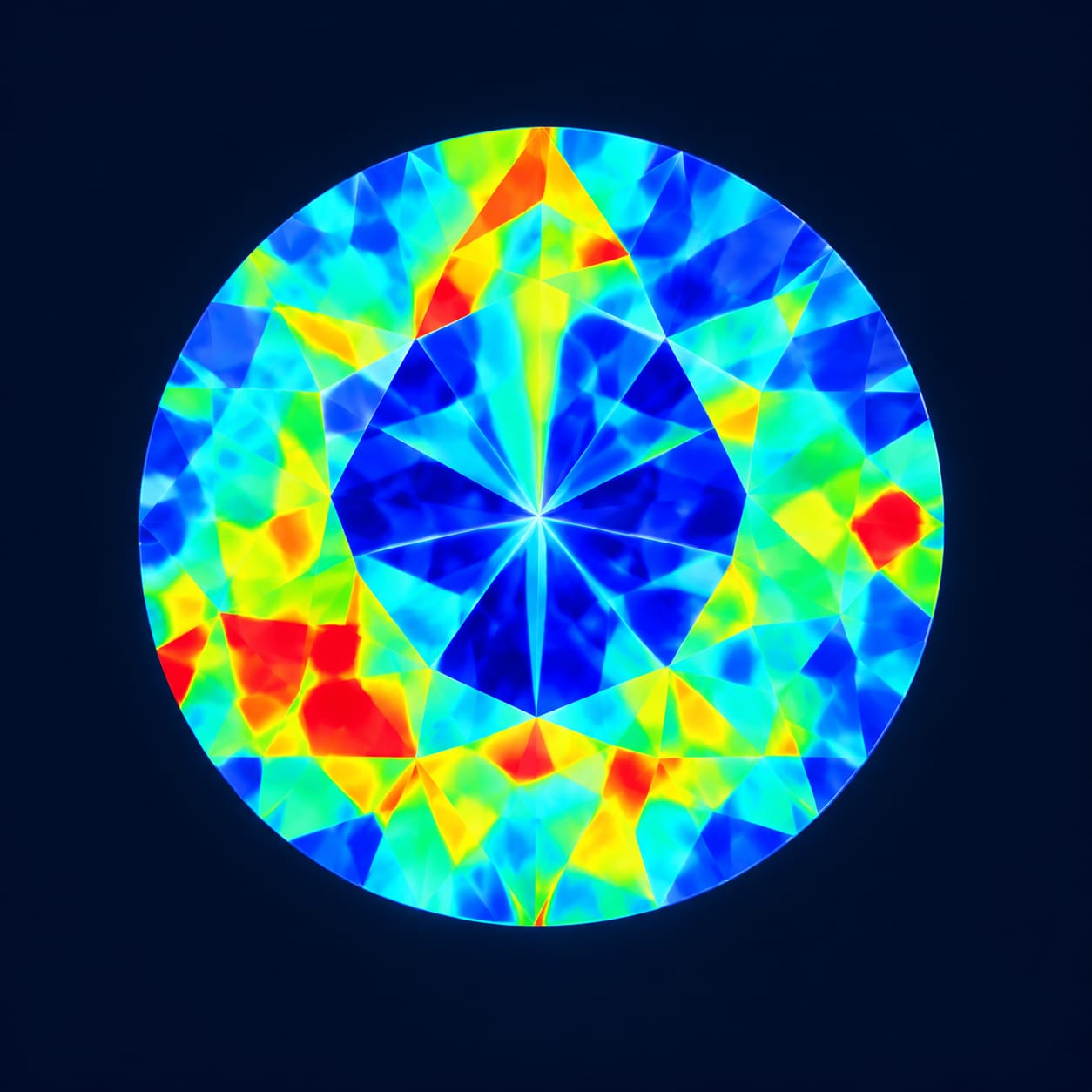 Visual map of color distribution and color zones across the gemstone